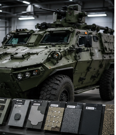 Modern armored vehicle in engineering test facility