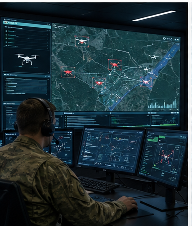 Anti-drone command center with radar interfaces