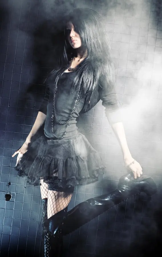 Alternative gothic fashion industrial setting