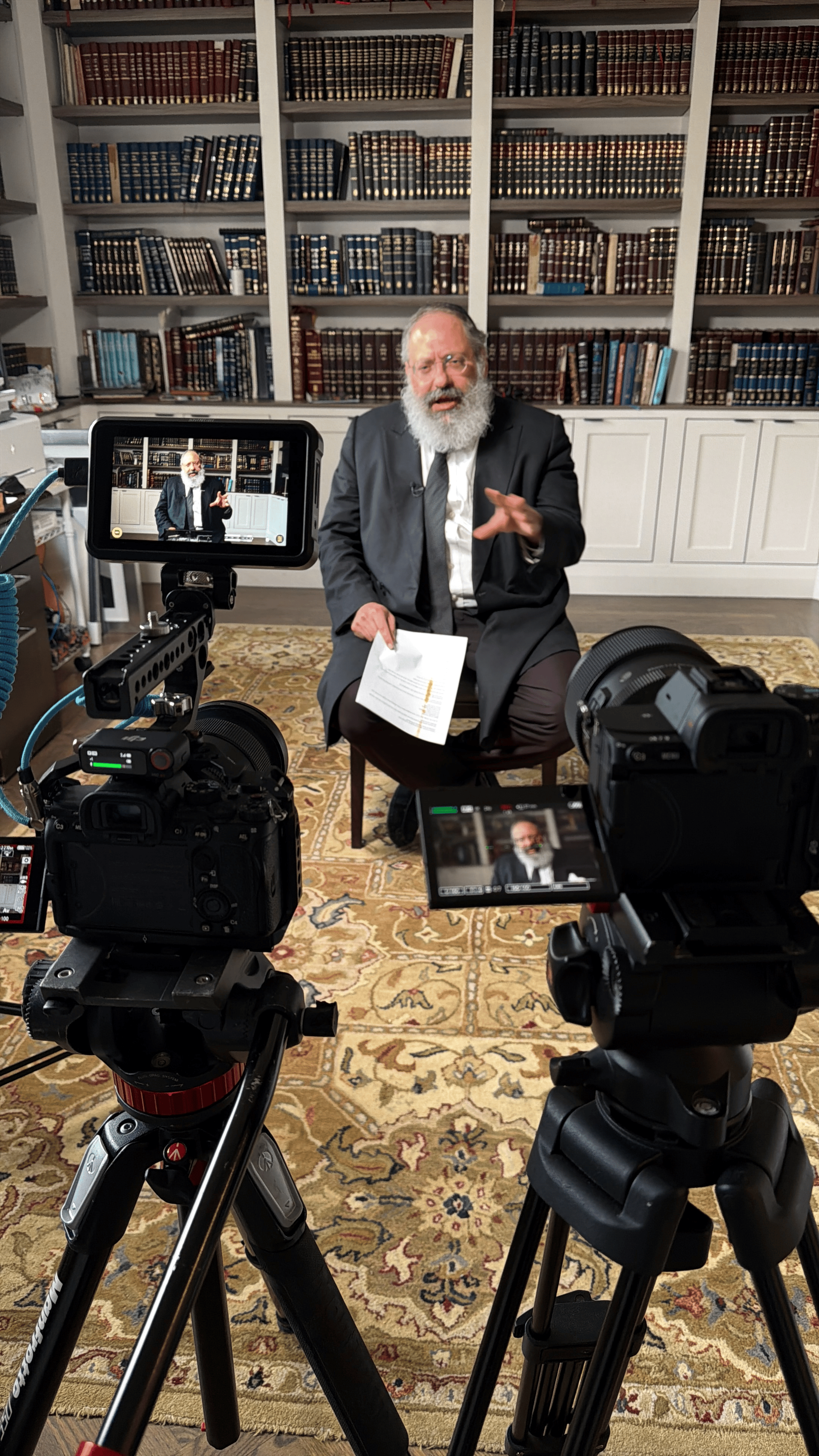 Behind the scenes — interview setup with multi-cam coverage
