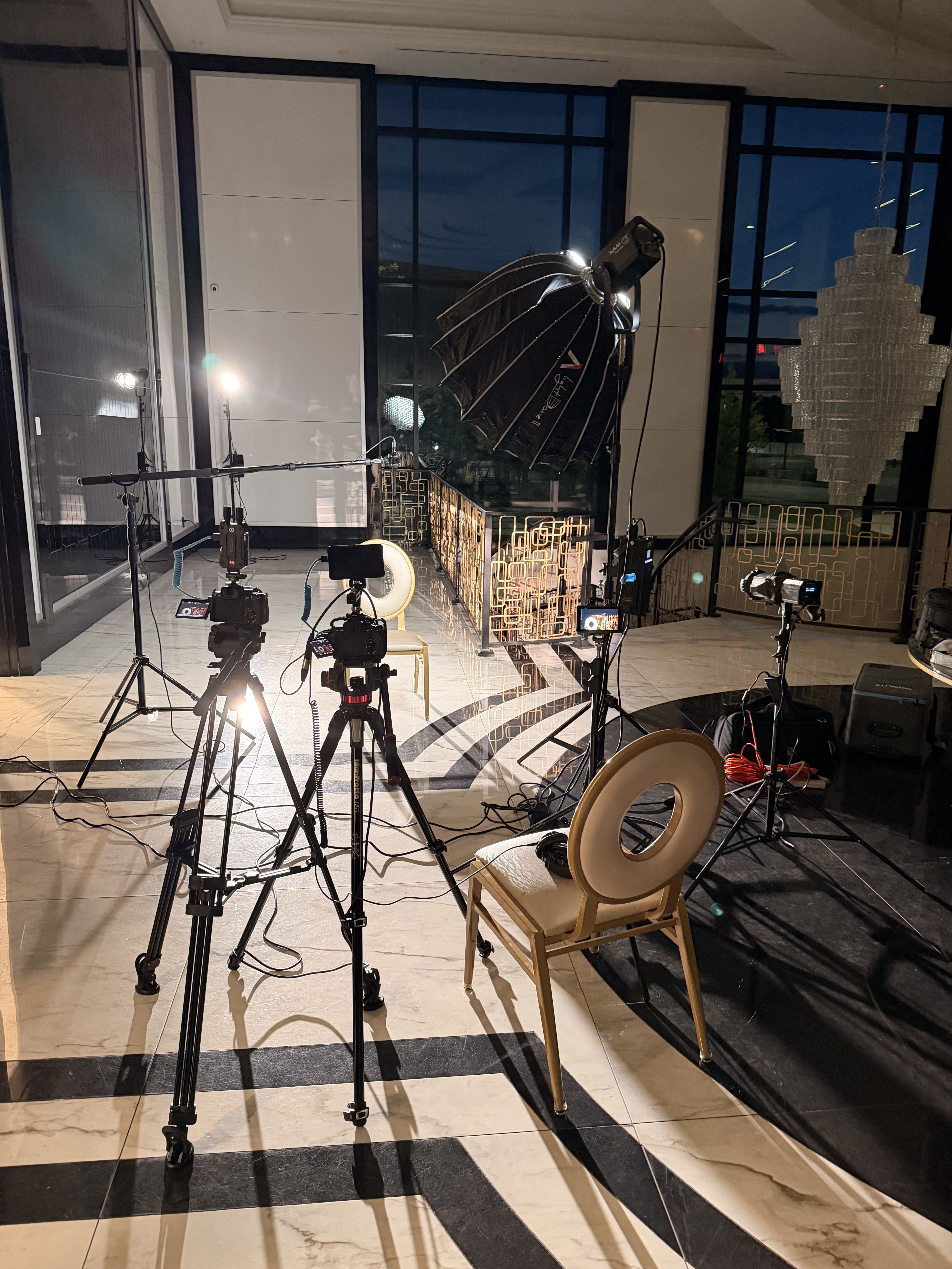 Behind the scenes — event venue lighting setup