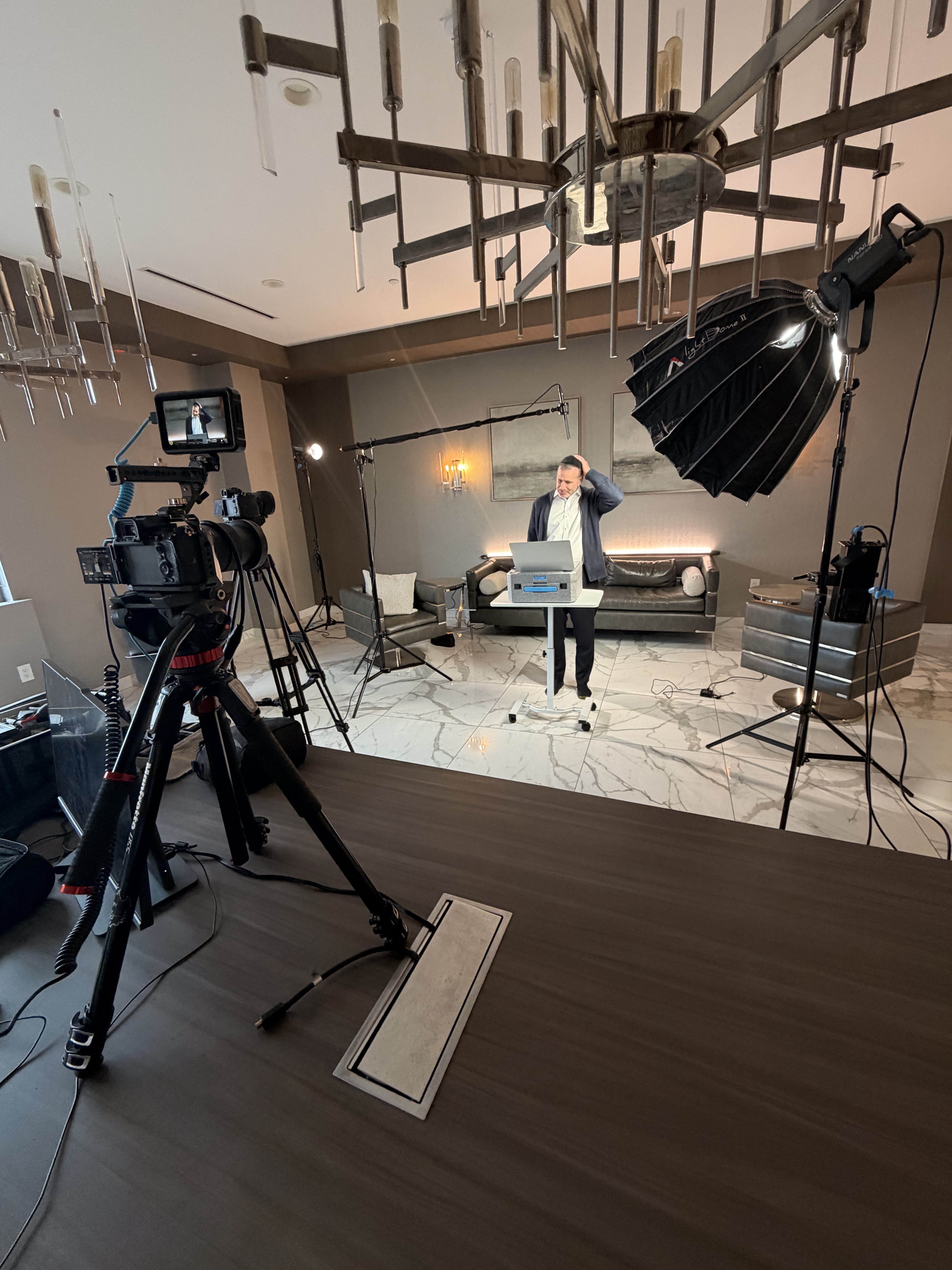 Behind the scenes — lifestyle product shoot in lobby