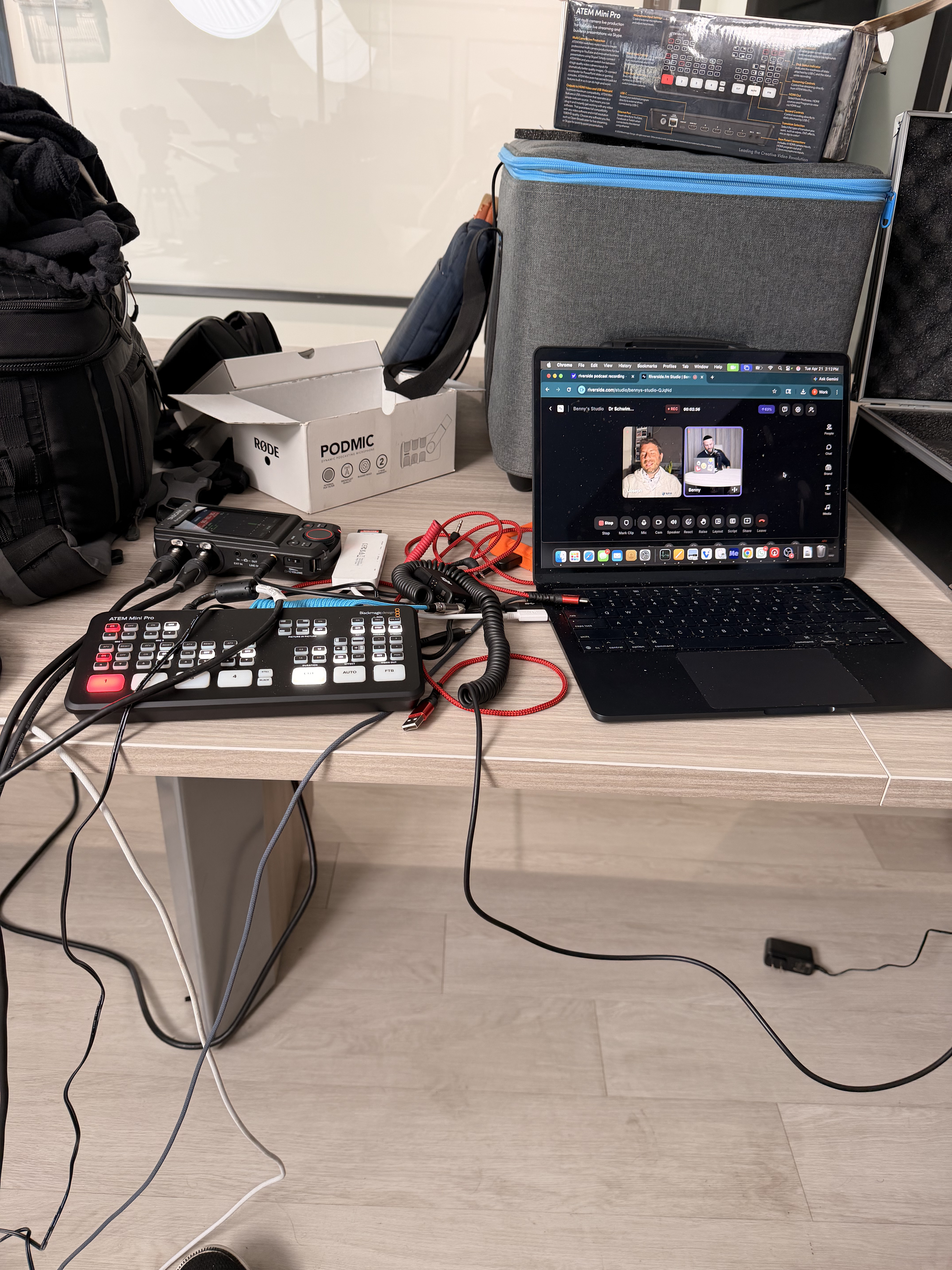 Behind the scenes — live switcher and remote podcast setup