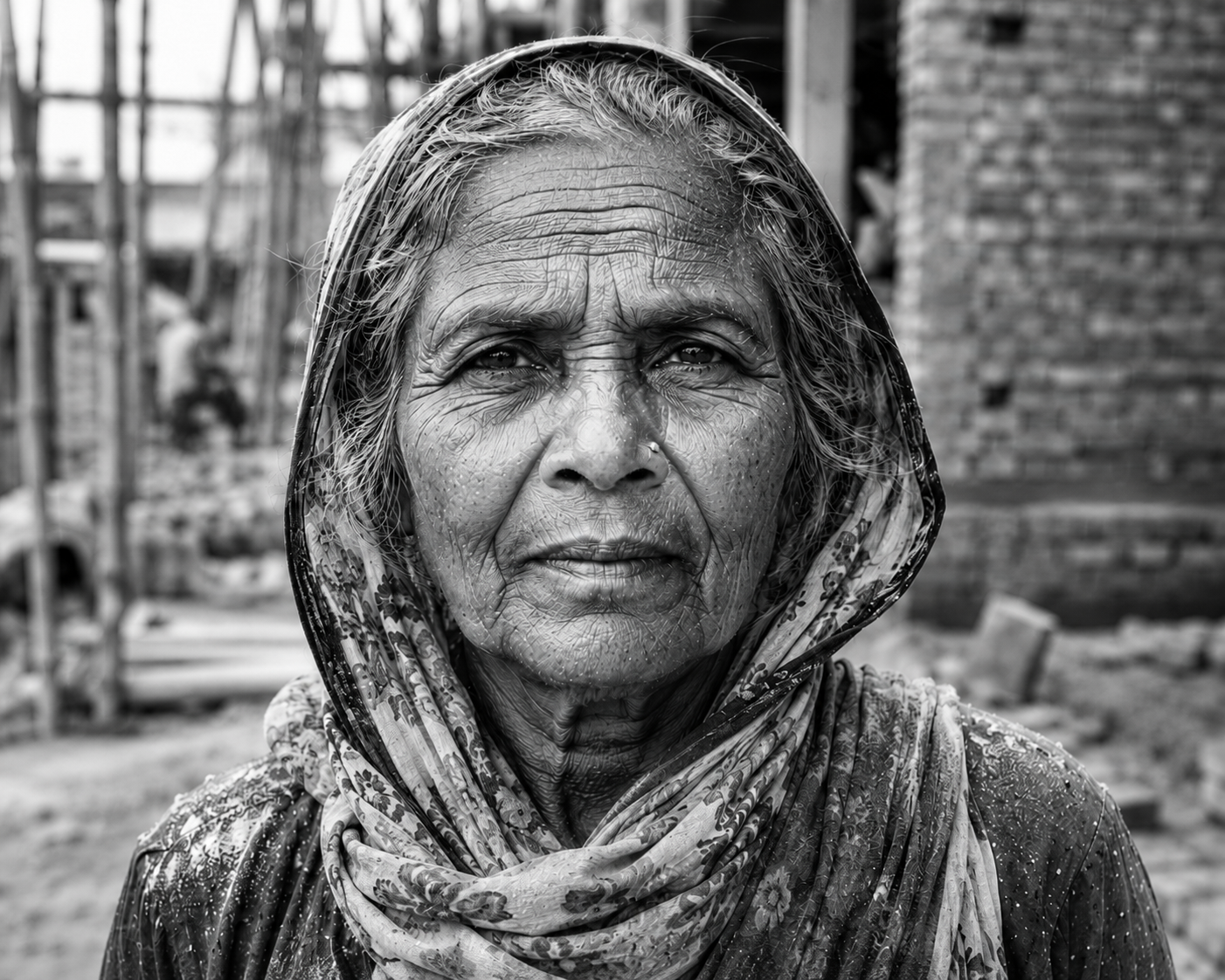Portrait of a village elder — the matriarch carrying the community forward