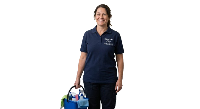 Sparkle City Cleaning team member ready to help