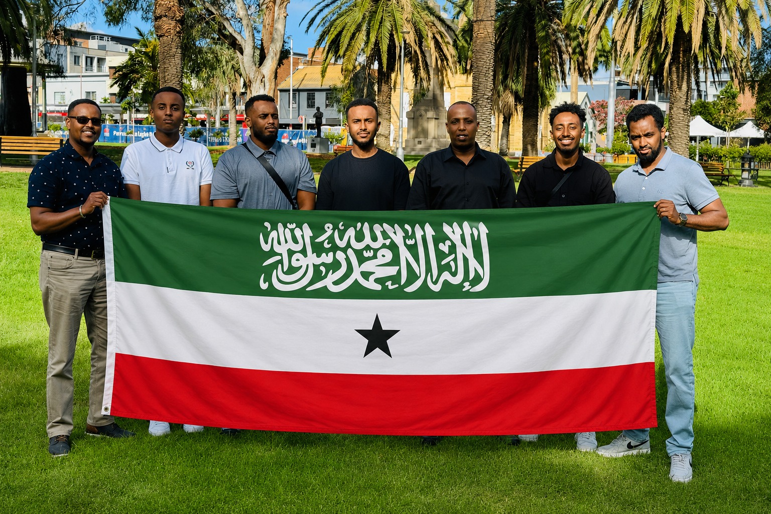 SCAA community members with the Somaliland flag in Australia