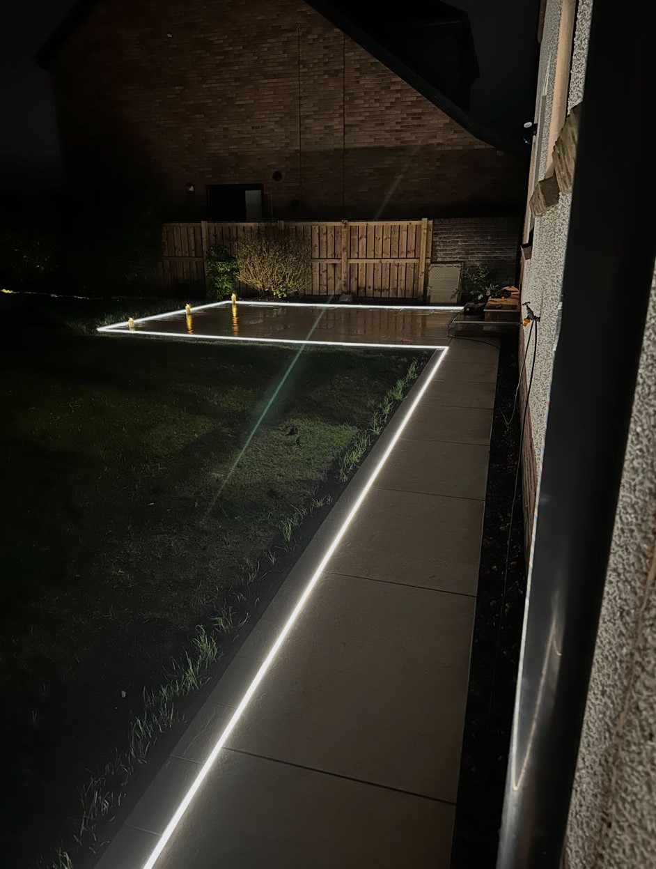 Premium night-lit patio installation by City Civils