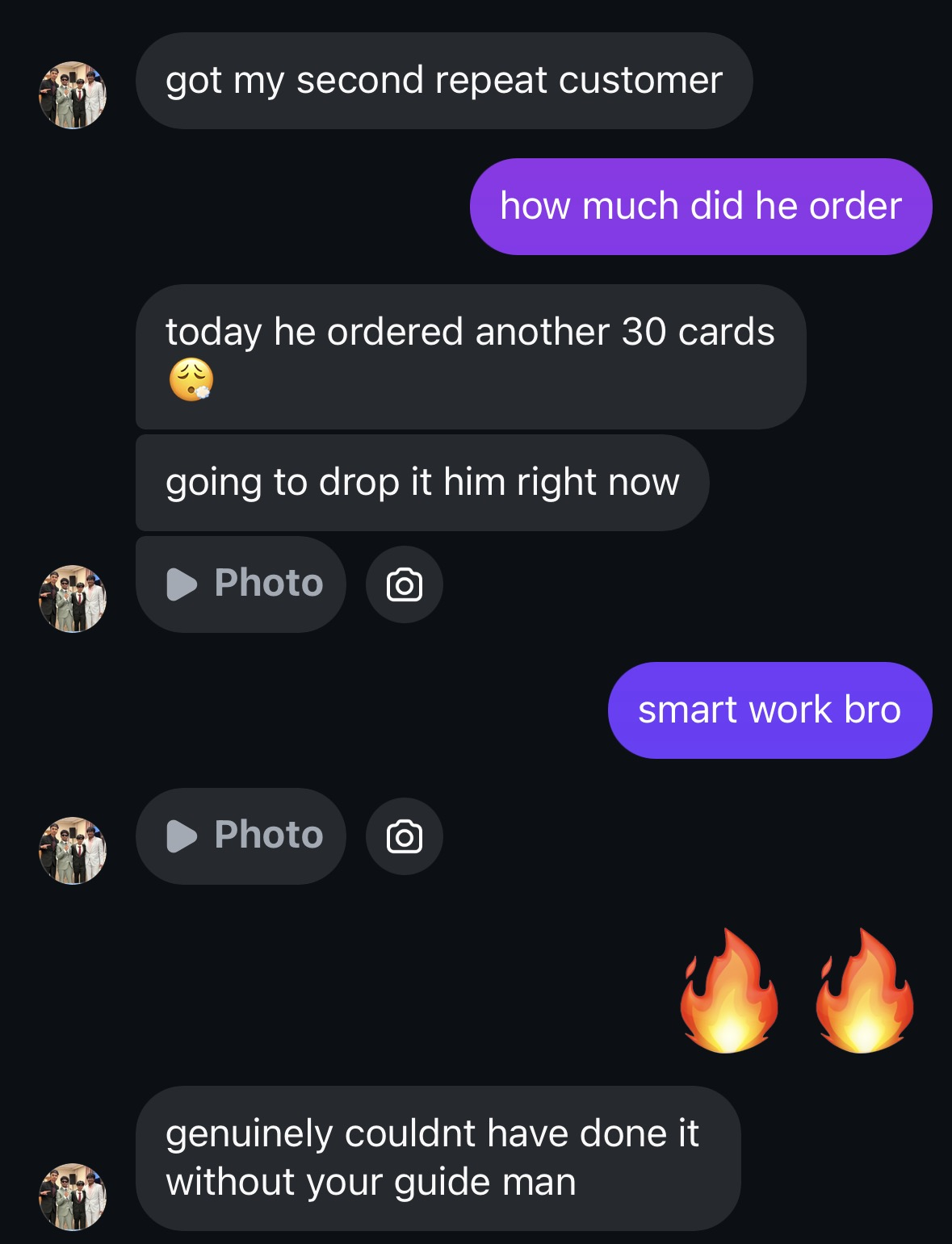 Second repeat customer ordered another 30 cards