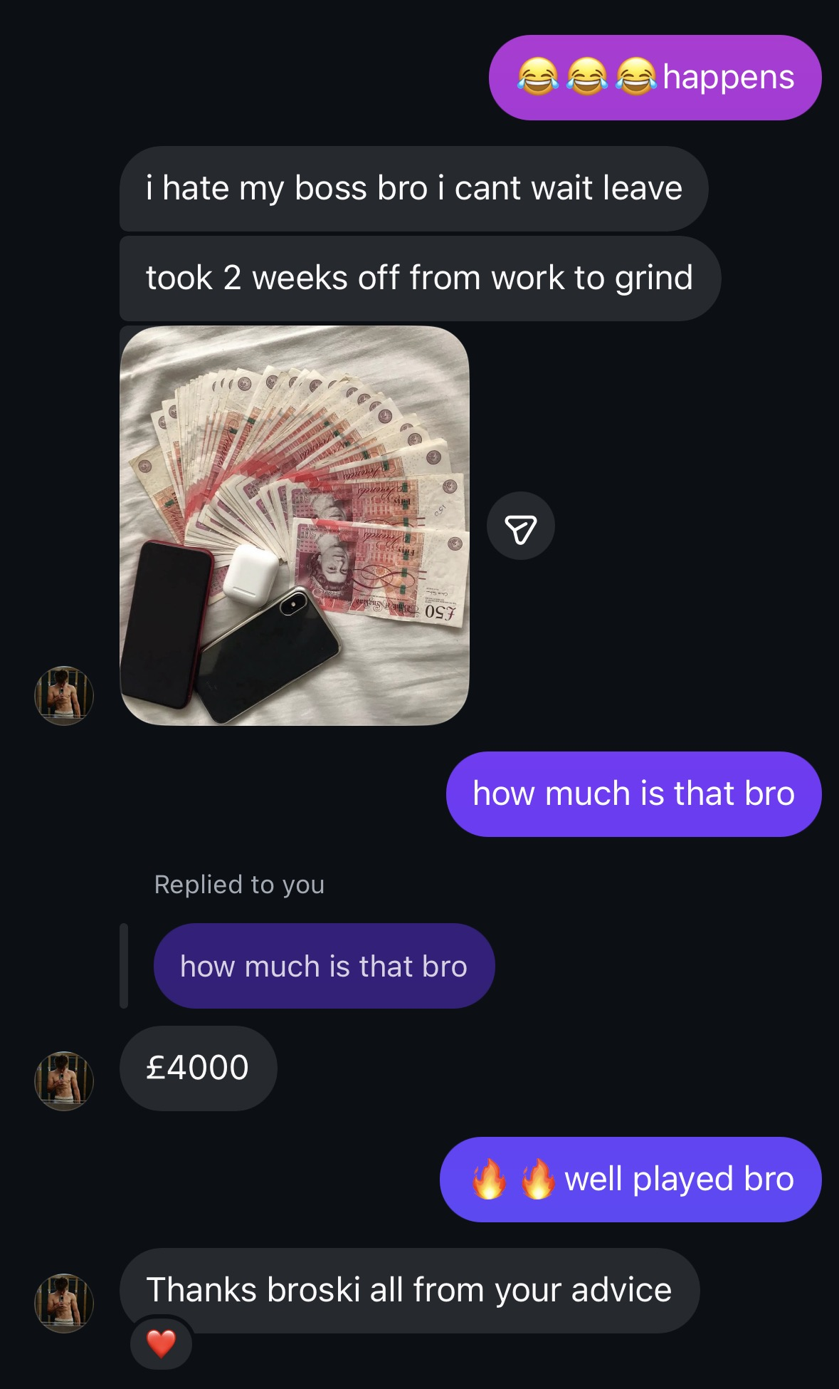 Student made £4000 taking two weeks off work to grind