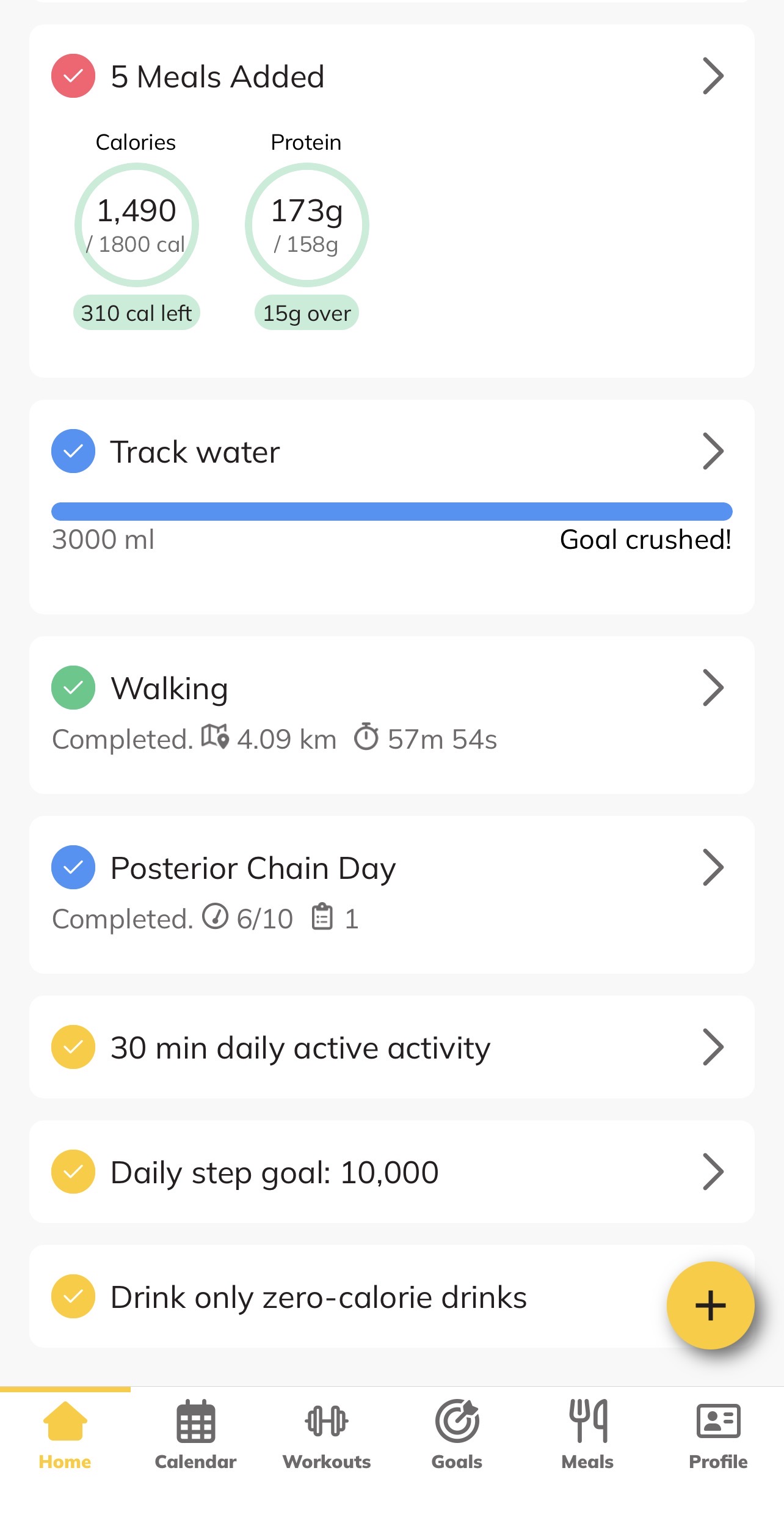 Coaching app screen