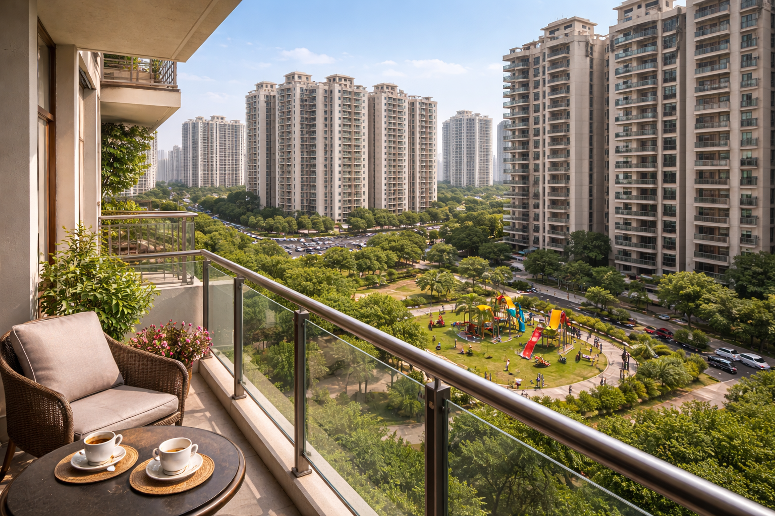 Modern Indian Apartment Community with Playground