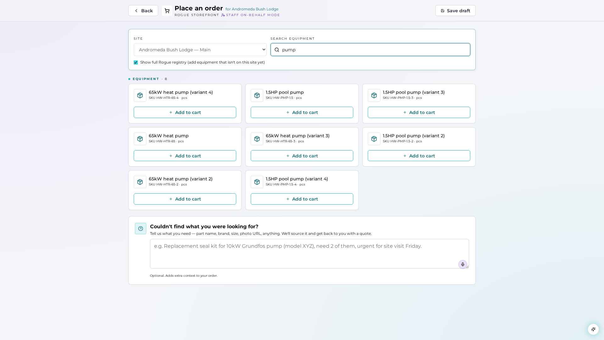 HidroVerse client portal — Reorder only what fits your site