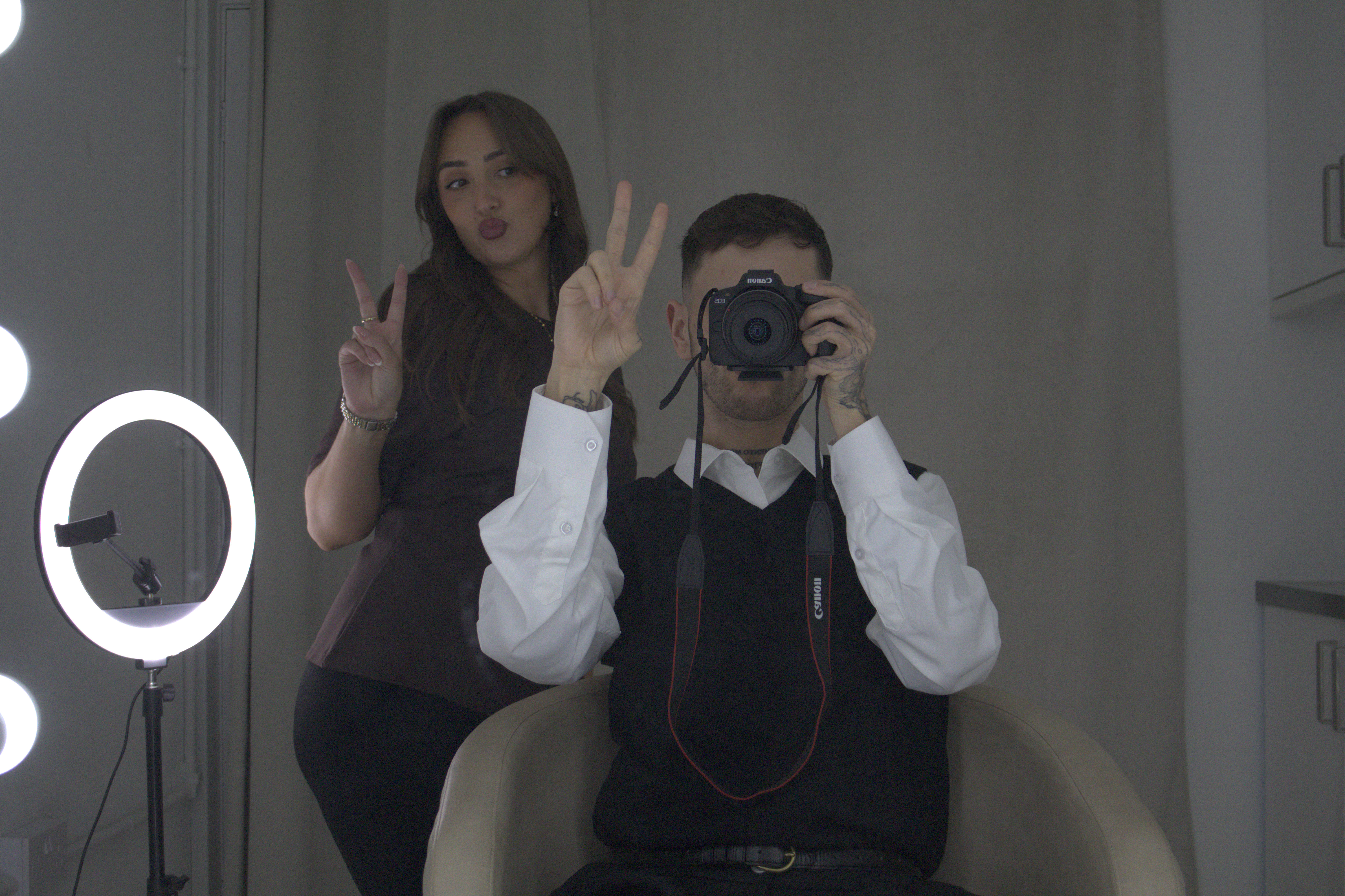 Declan and Megan behind the scenes