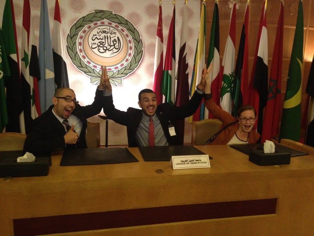 Leah with colleagues in an international setting
