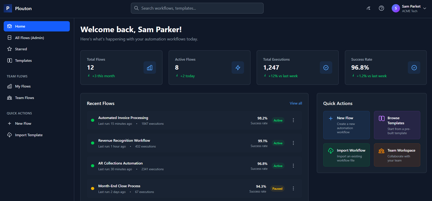 Plouton AI Dashboard - Automated Invoice Processing and Three-Way Matching