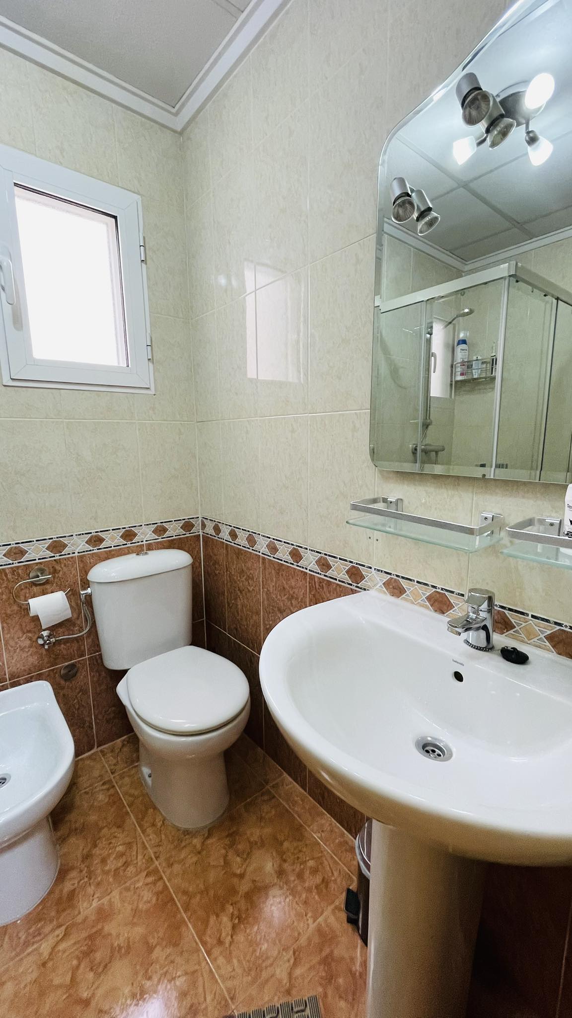 Clean bathroom with modern amenities