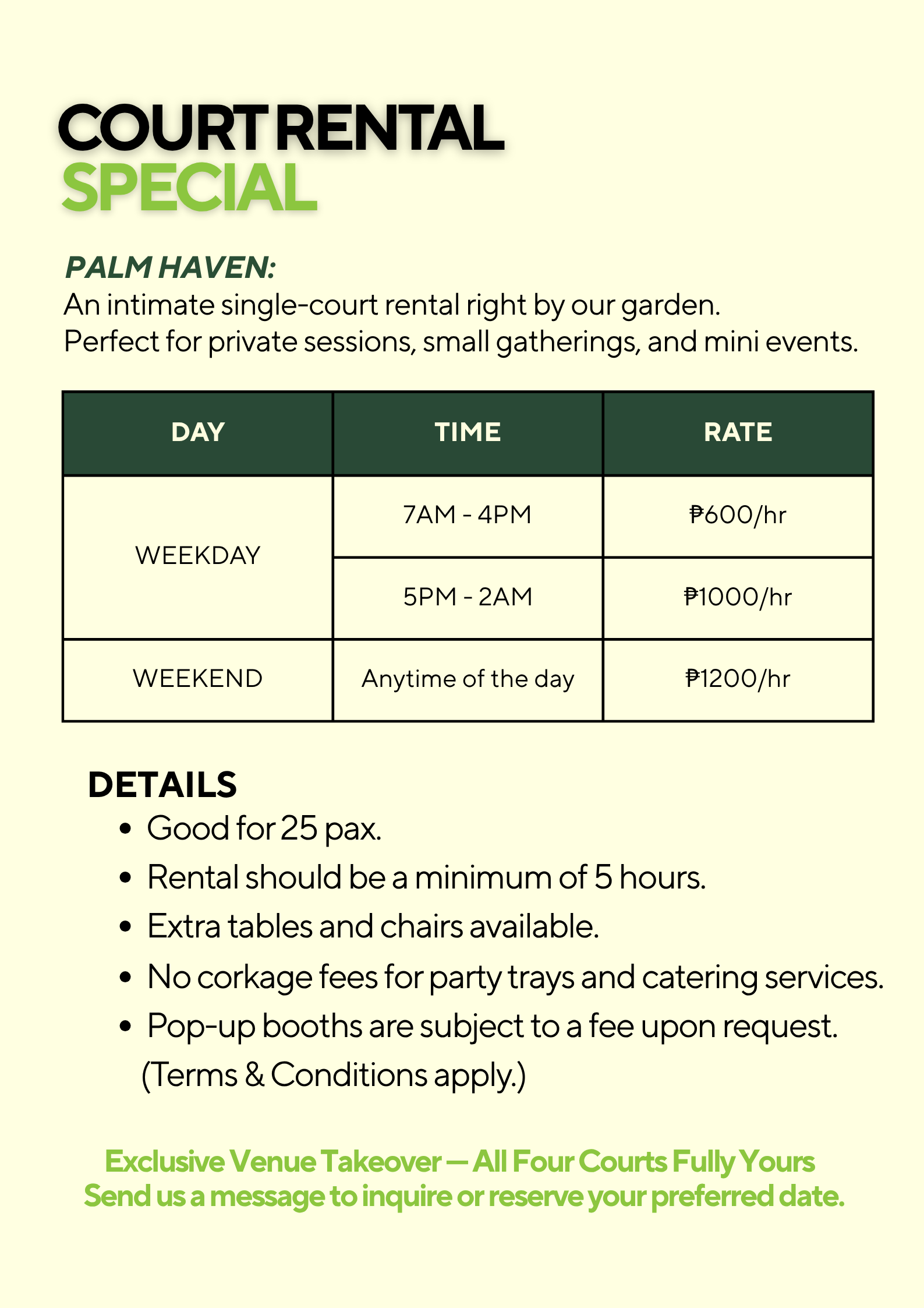Rentals & Rates — Palm Haven (Special Option 01)