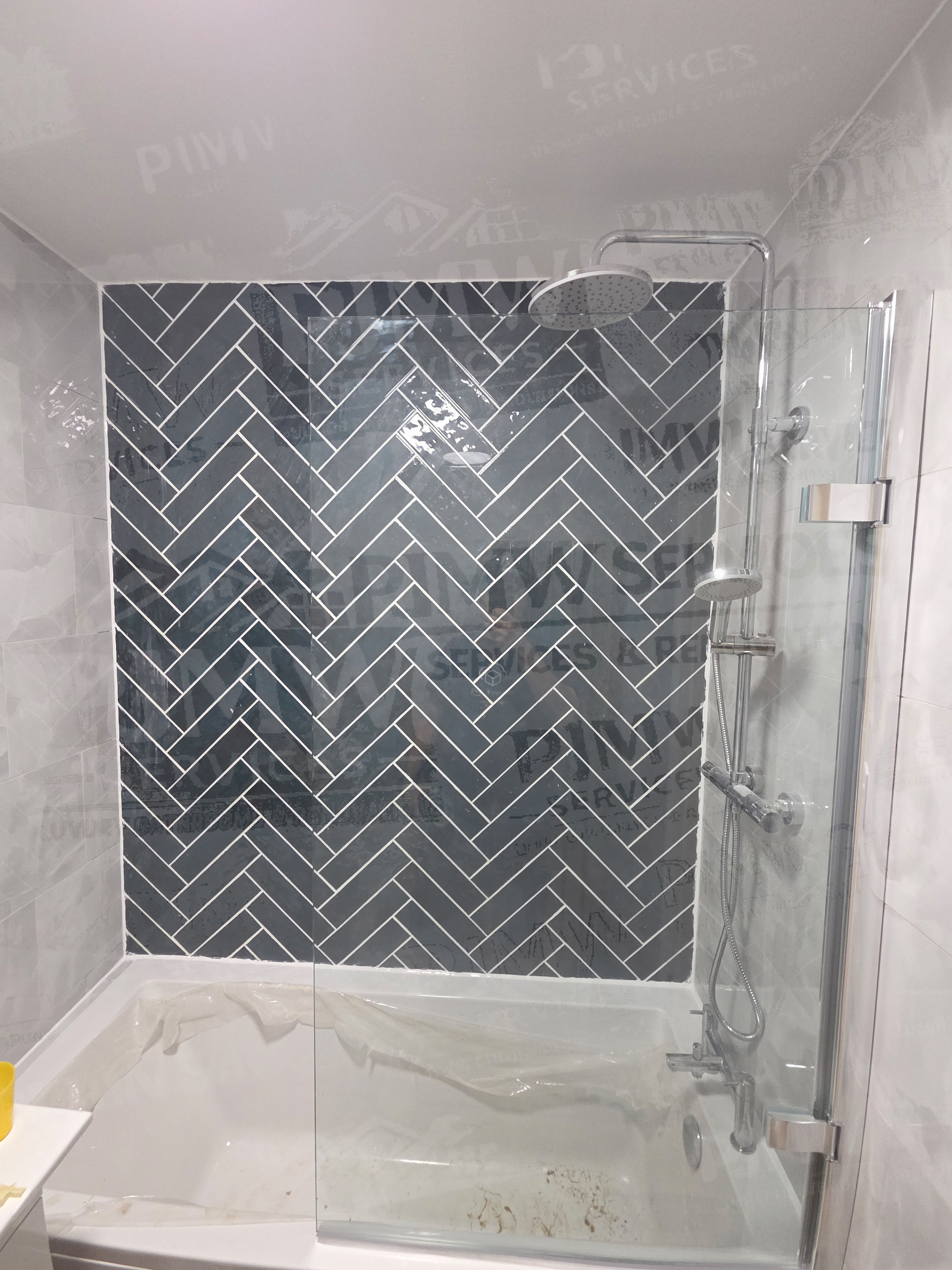 Bathroom Conversion with Herringbone Style