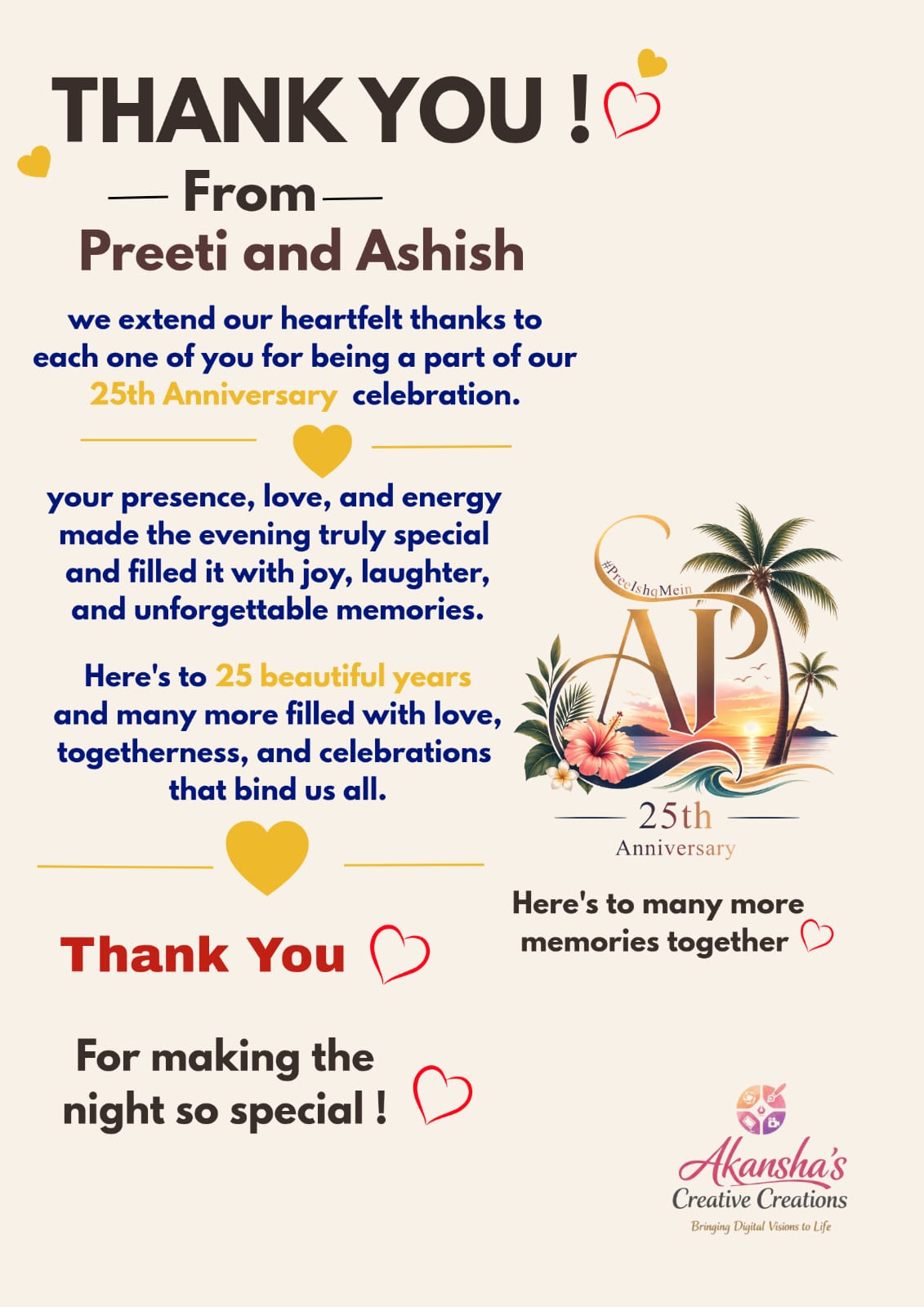 Preeti & Ashish · Thank You Note