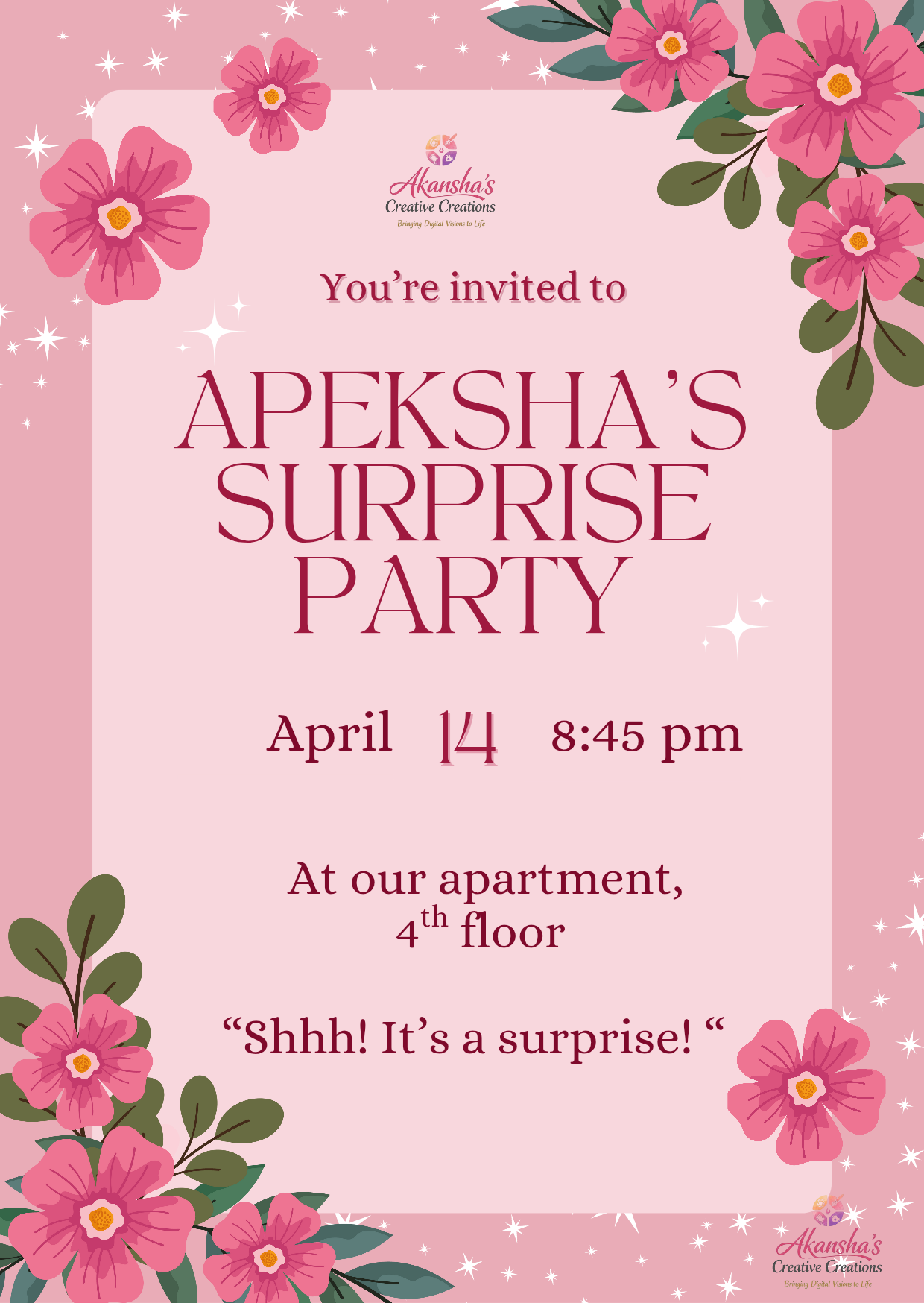 Apeksha's Surprise Party · Pink Blooms