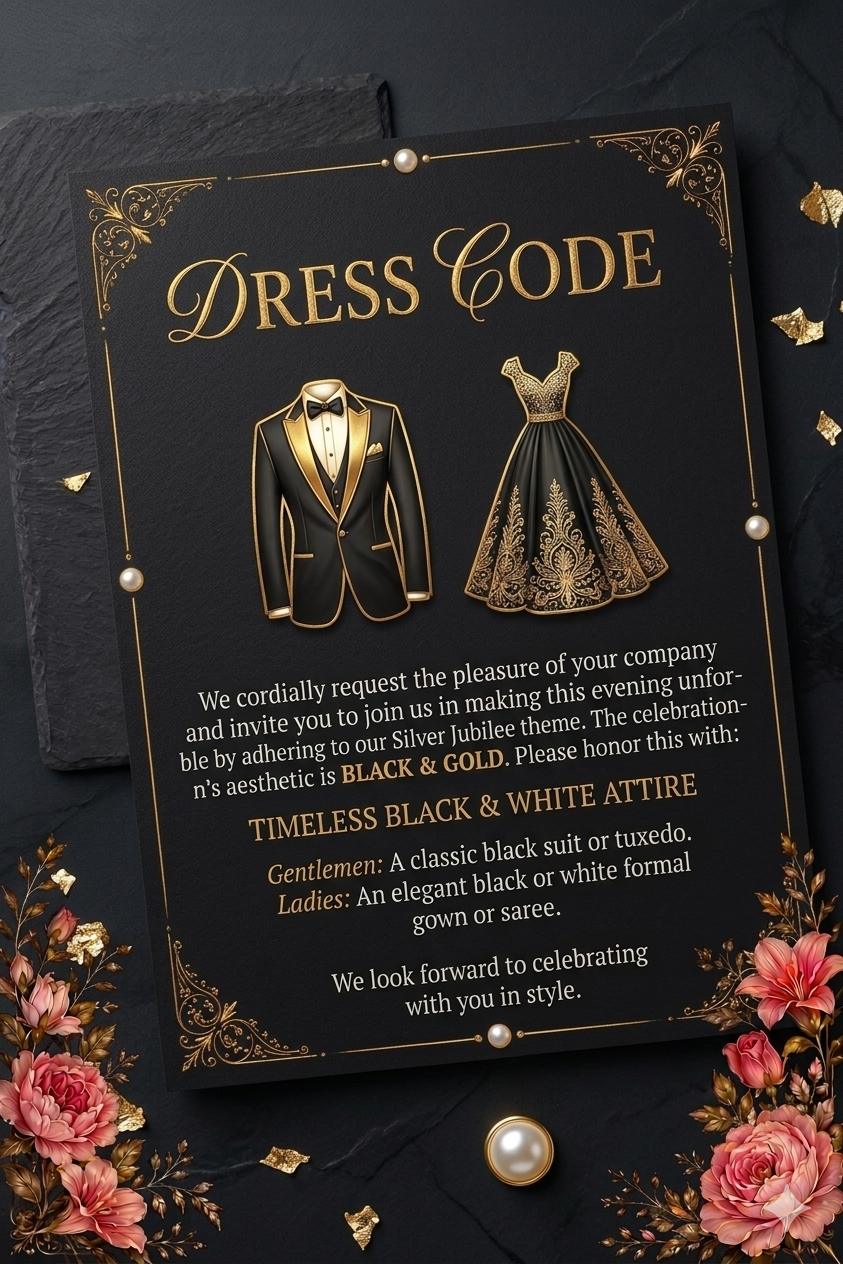Silver Jubilee · Dress Code Card
