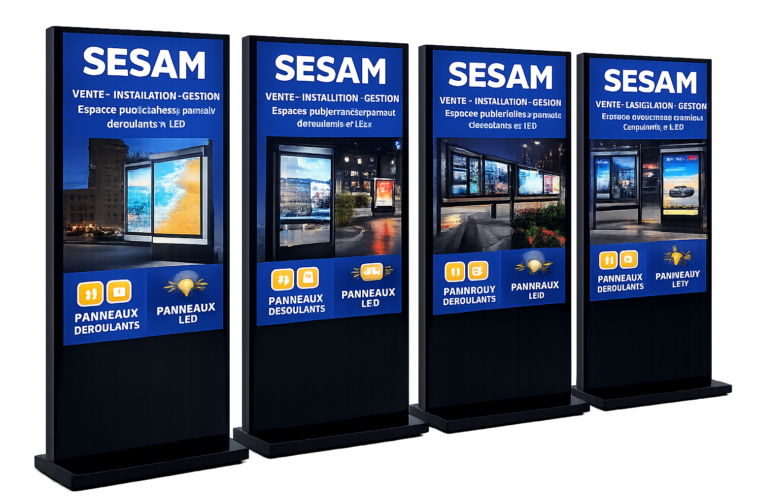 Panneaux publicitaires SESAM avec affichages LED modernes