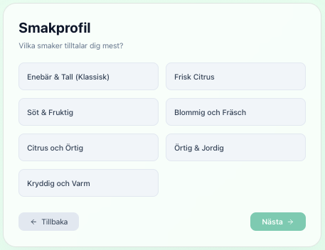 Smakprofil — utan val