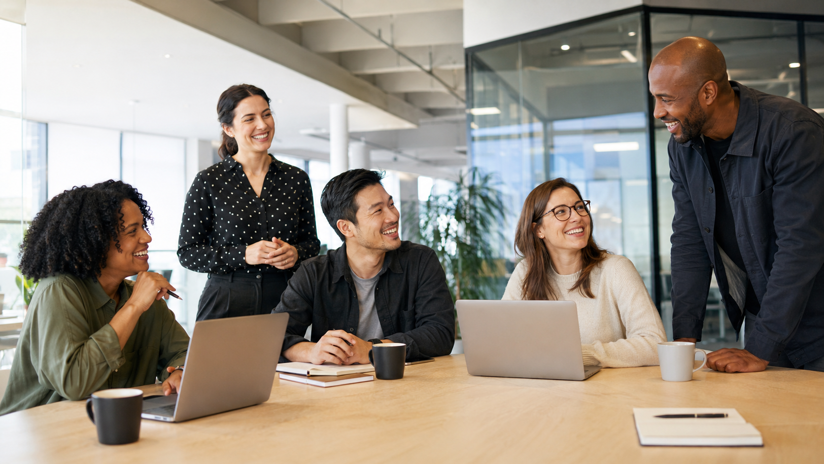 Happy team enjoying a strong company culture