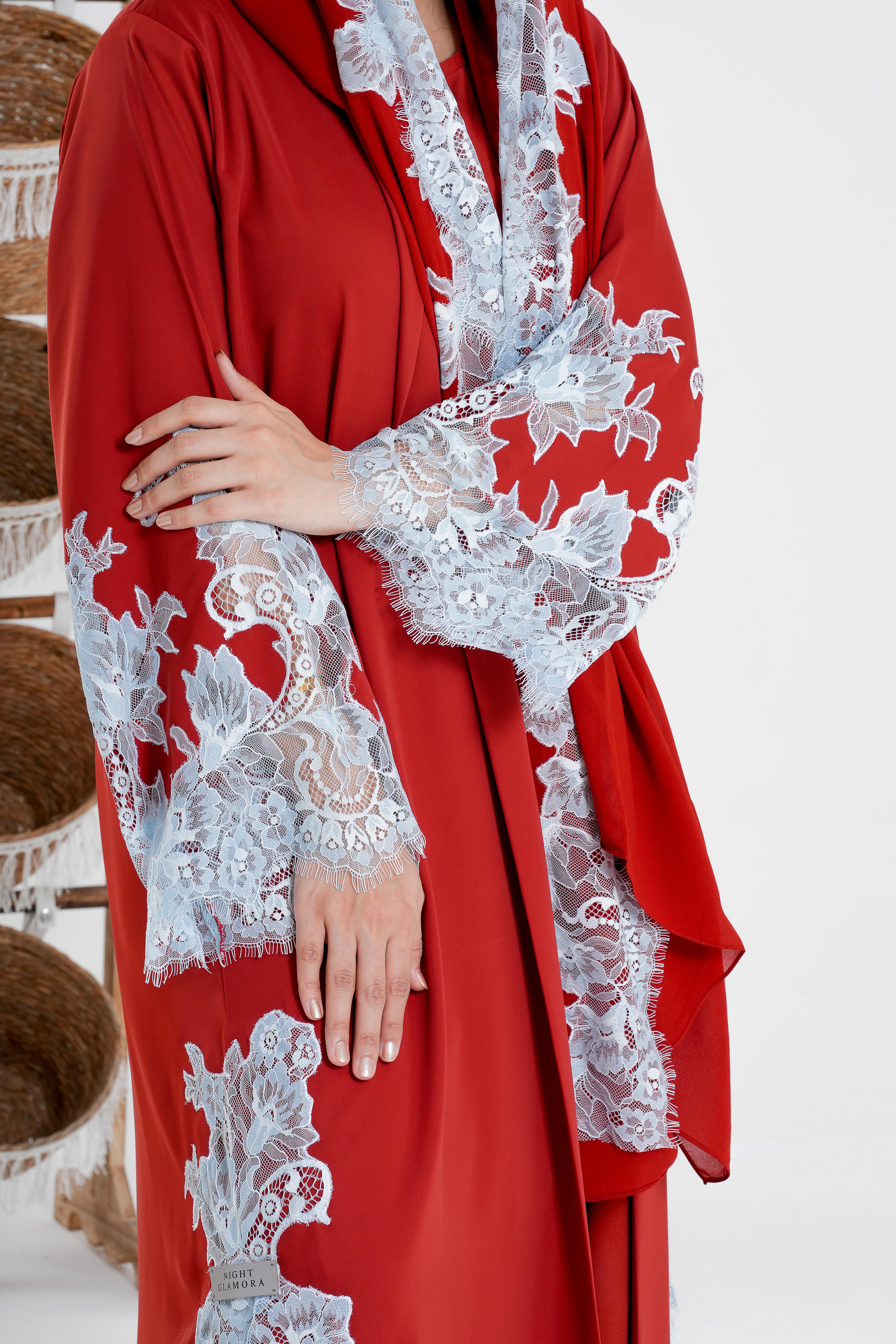 Ivory Chantilly abaya