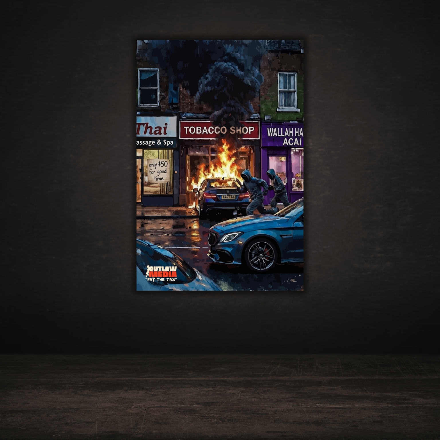 Outlaw Media gallery canvas — Pay the Tax