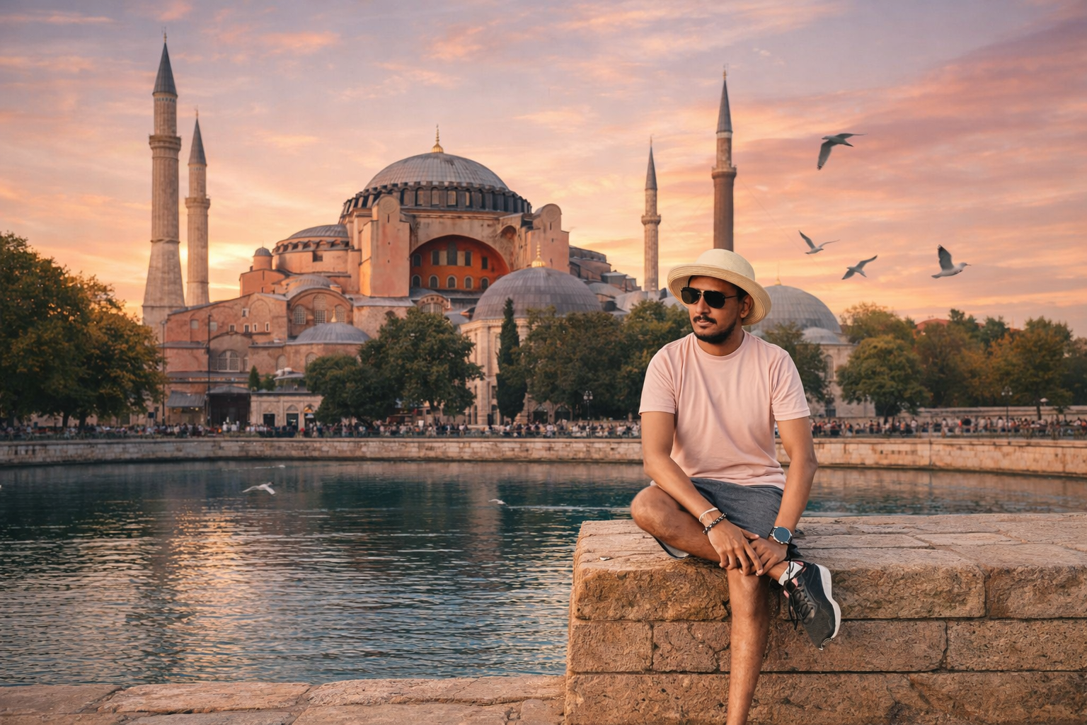 Danura Jayakody in front of Hagia Sophia, Istanbul
