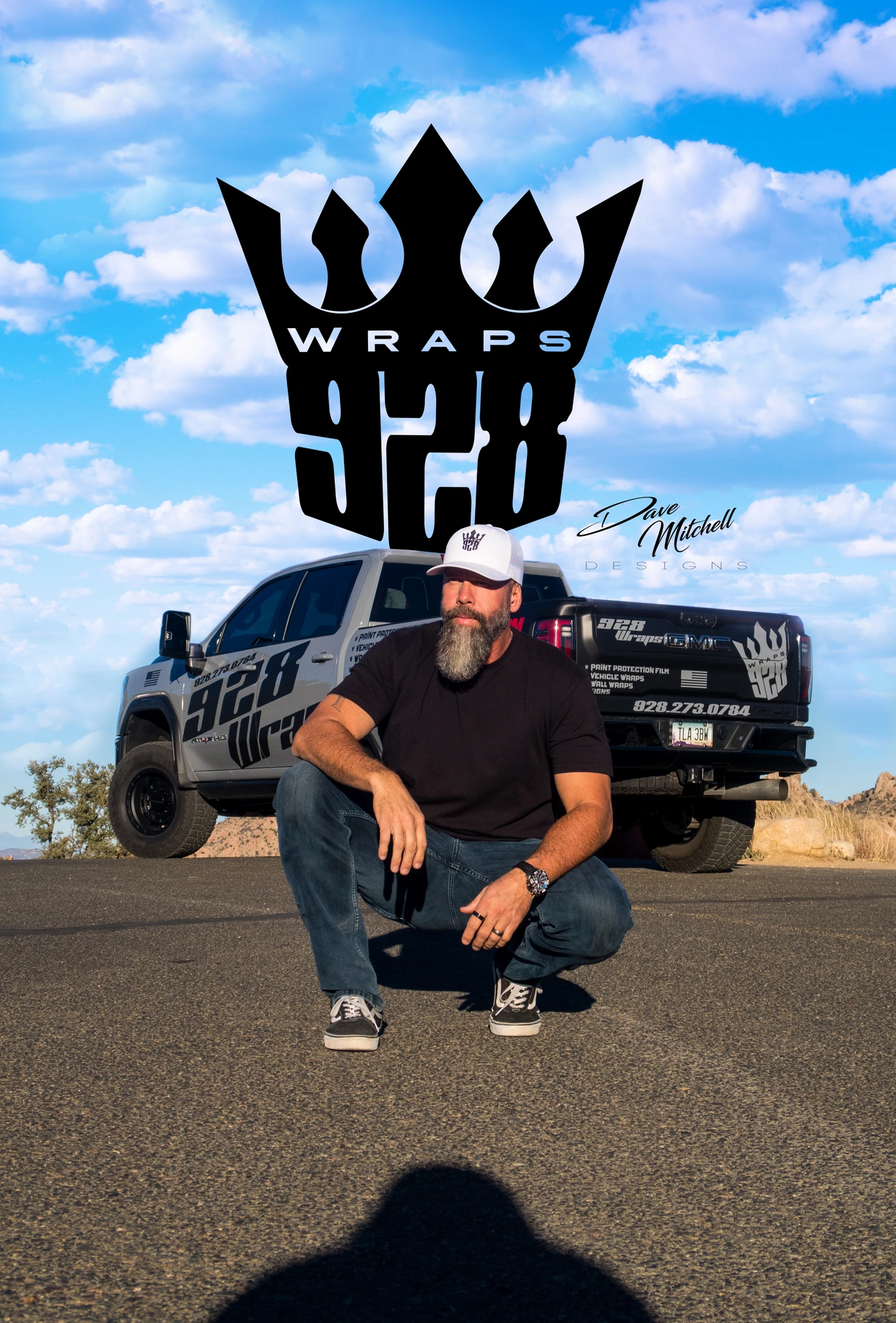 Dave Mitchell, owner of 928 Wraps, with the wrapped shop truck in Northern Arizona