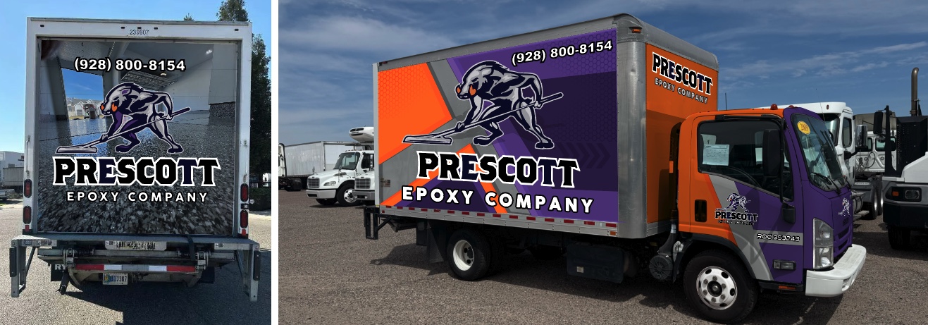Prescott Epoxy Company — Box truck · Bold commercial wrap