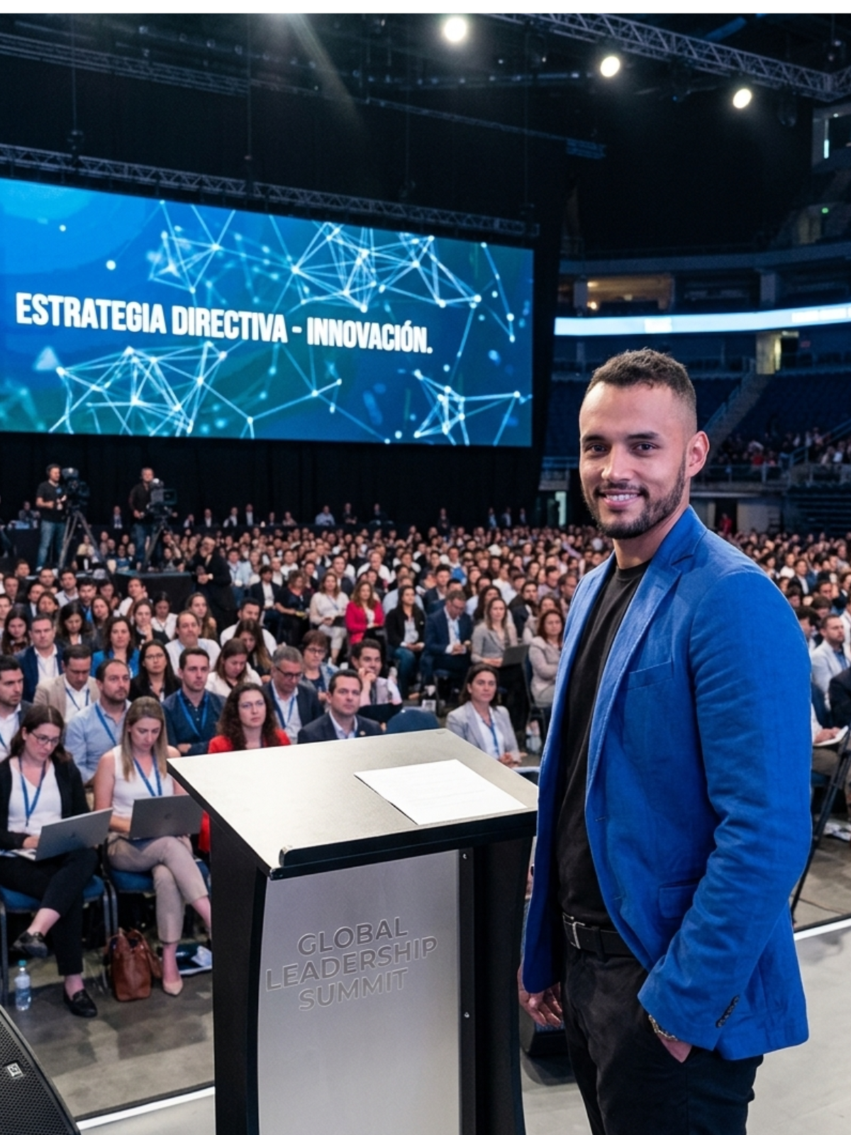 David Lopera presentando en Global Leadership Summit · Estrategia Directiva