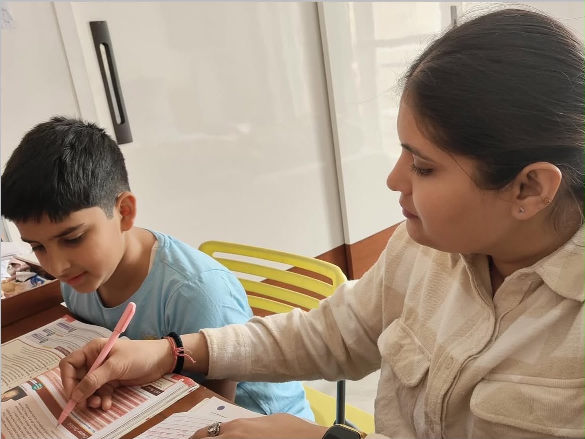 Home tutoring session in progress