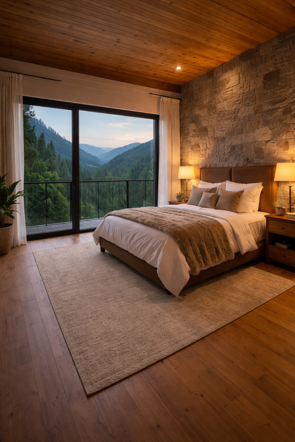 Bedroom with mountain view at Pine Ridge