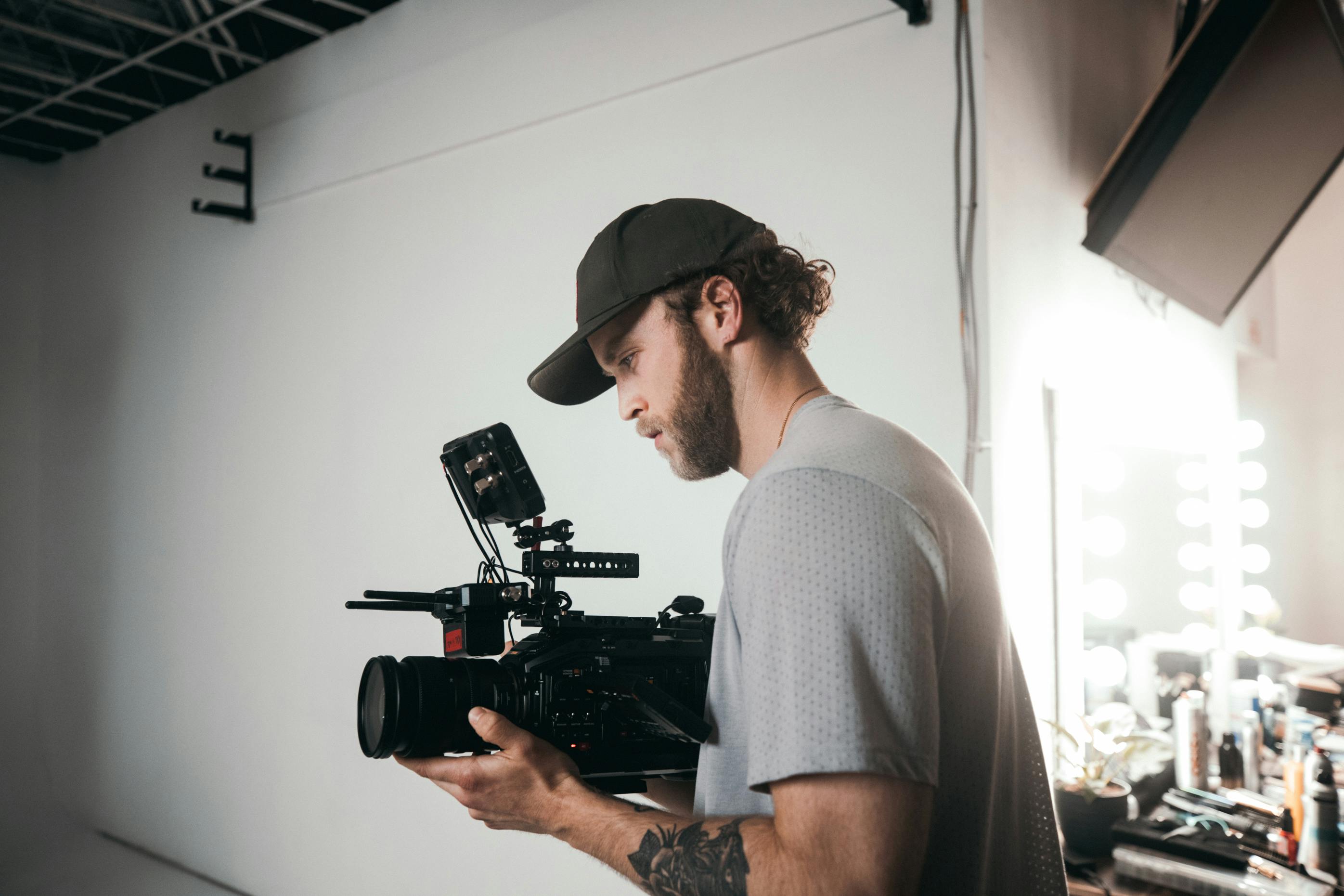 Videographer working on set