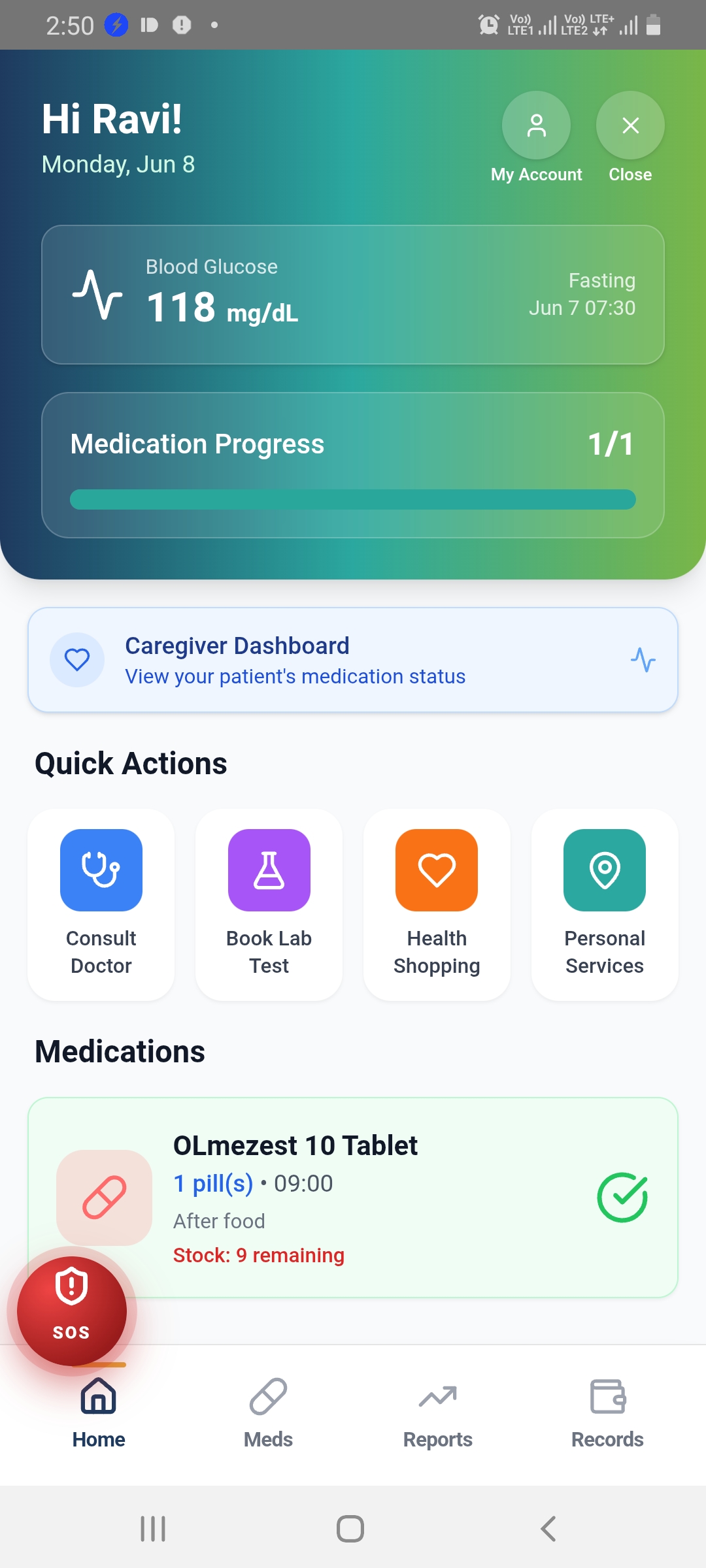 Careable 360+ Plus app home screen
