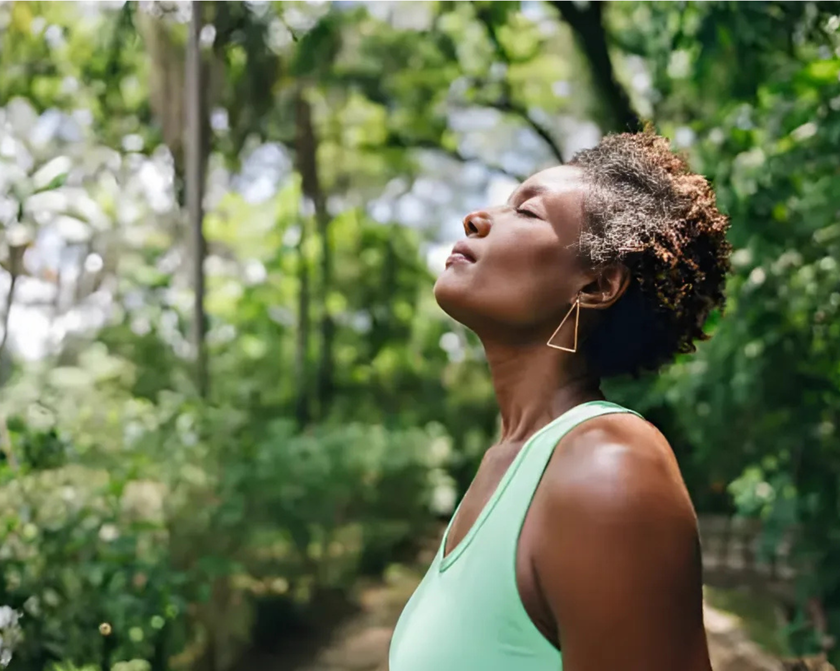 Woman in peaceful retreat setting