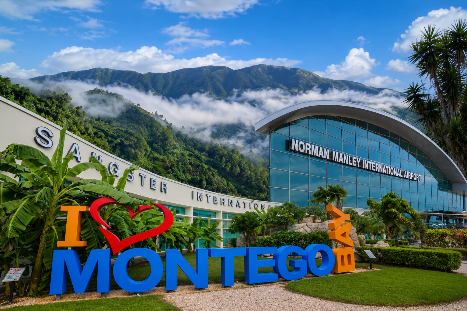 Sangster International Airport in Montego Bay, Jamaica — welcoming returning residents home