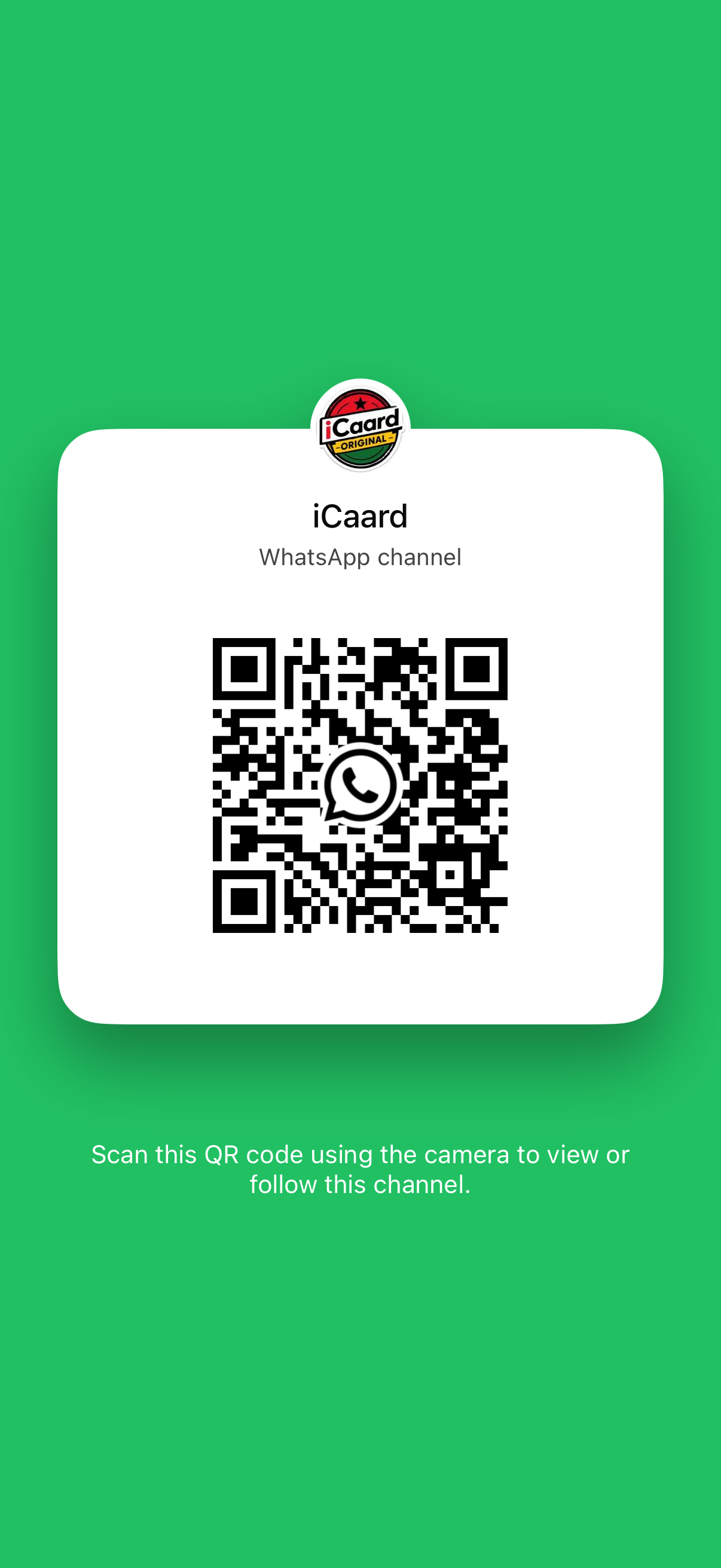Scan to follow iCaard on WhatsApp