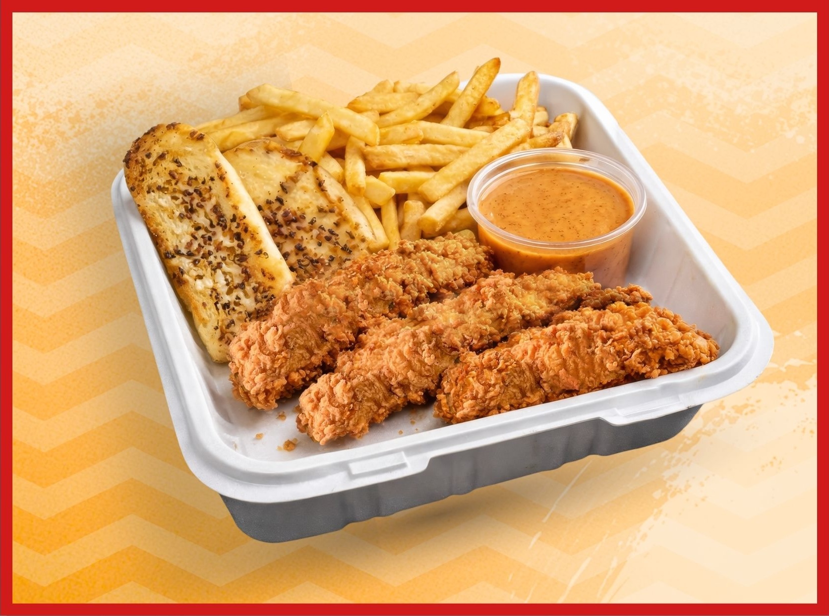 Boss Cane's Box — chicken tenders, fries, garlic bread & sauce