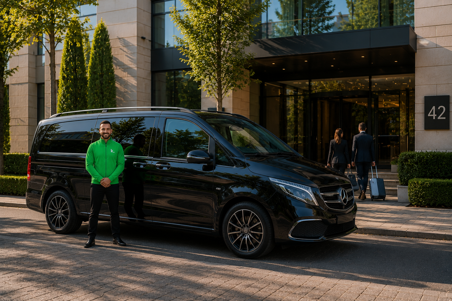 Chauffeur Koncierge Drive devant sa navette