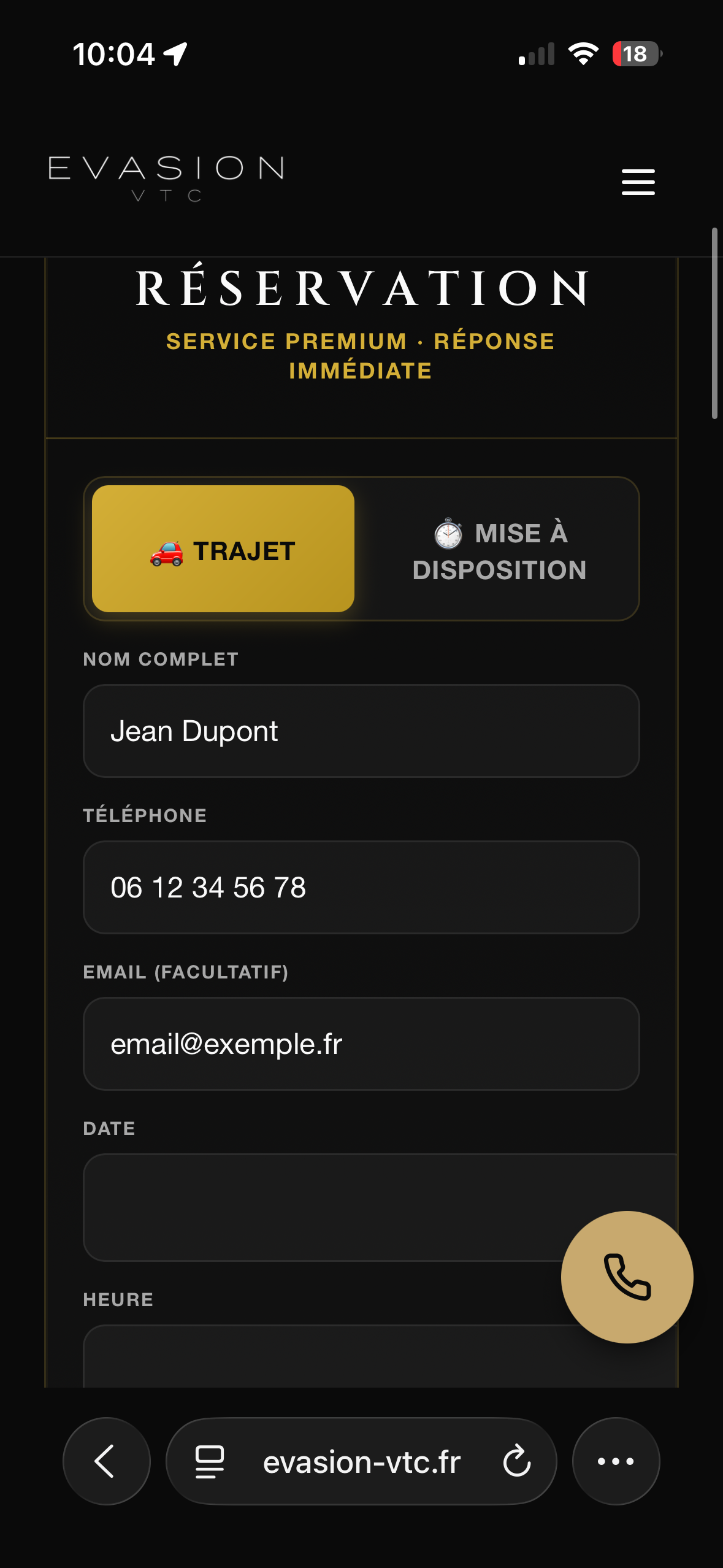 1 · Sur le site client