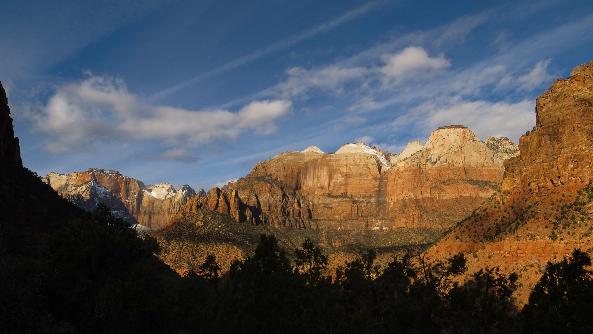 Red-rock canyon at golden hour