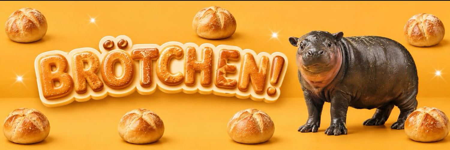 Brötchen the pygmy hippo with golden bread rolls