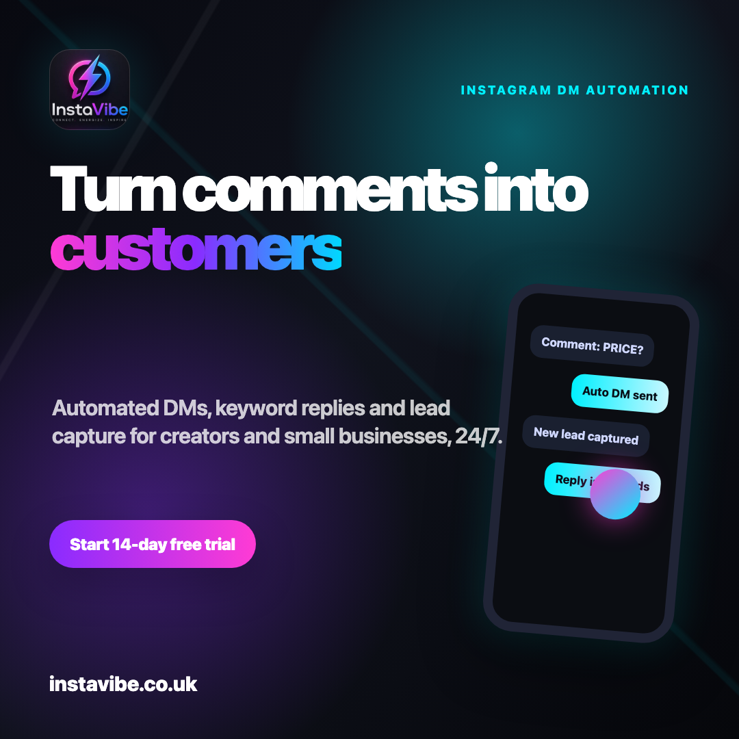 InstaVibe — Instagram DM Automation. Turn comments into customers.