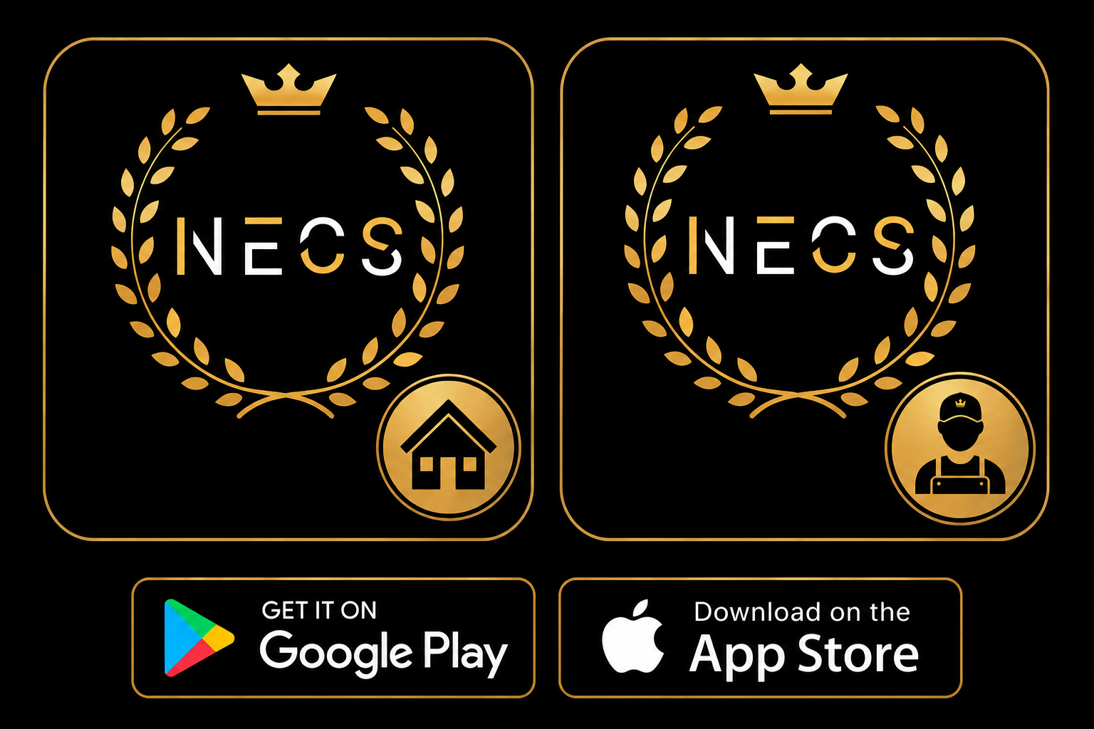 NECS Resident & Staff apps — Get it on Google Play and Download on the App Store