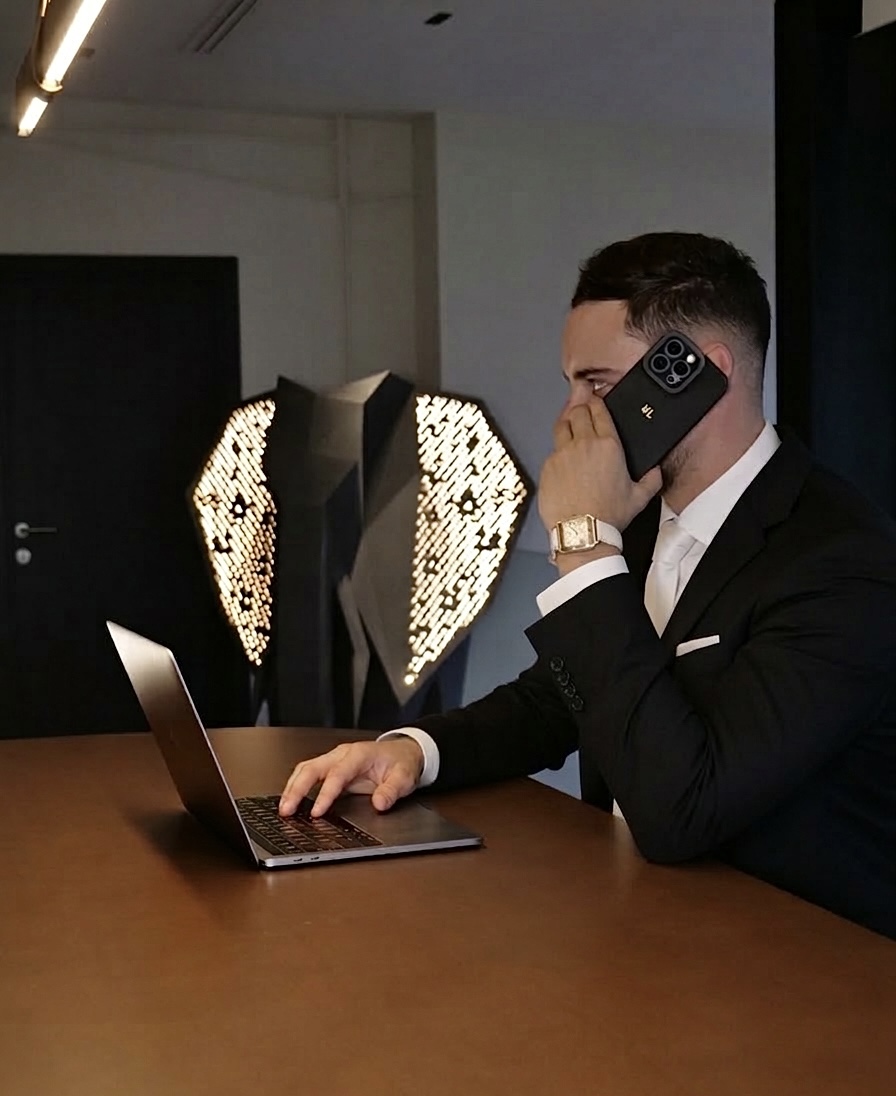 Maxime Laforgue au téléphone