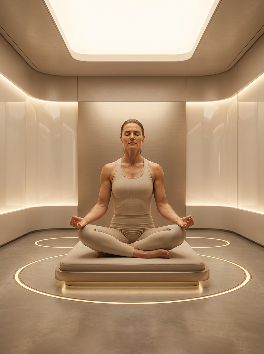 A member seated in stillness — grounded, settled, present